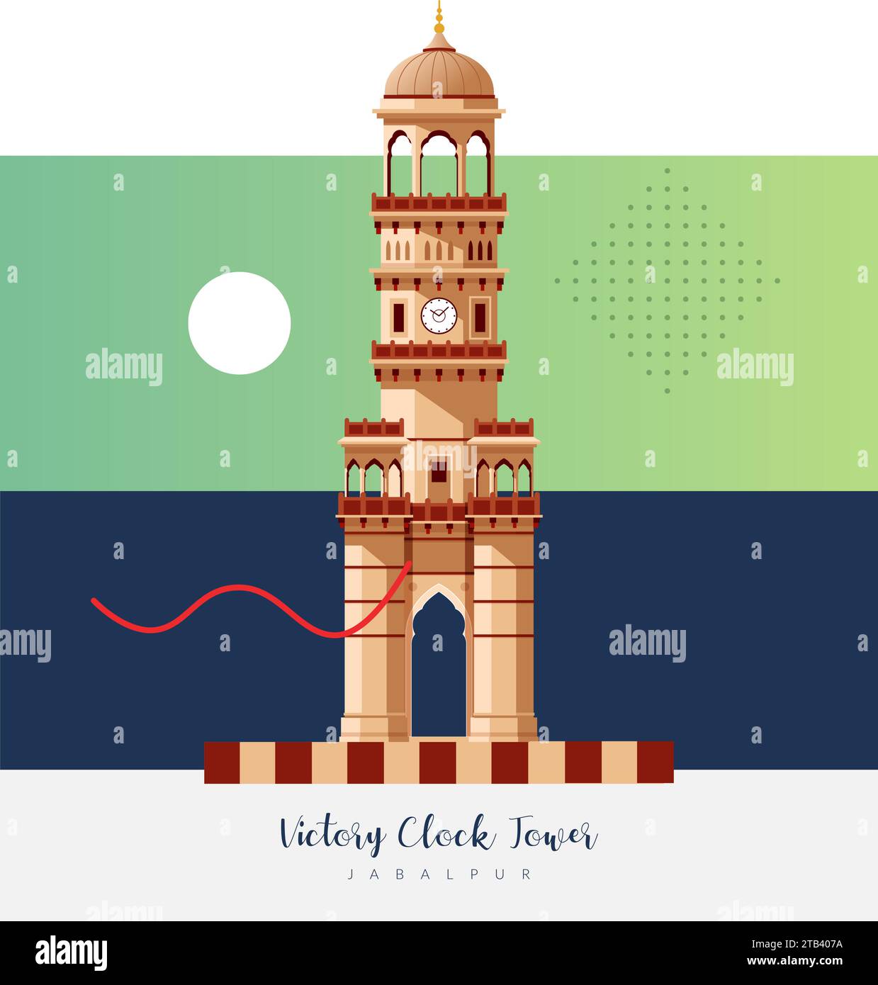 Torre dell'Orologio della Vittoria di Jabalpur - Madhya Pradesh - Stock Illustration AS EPS 10 file Illustrazione Vettoriale