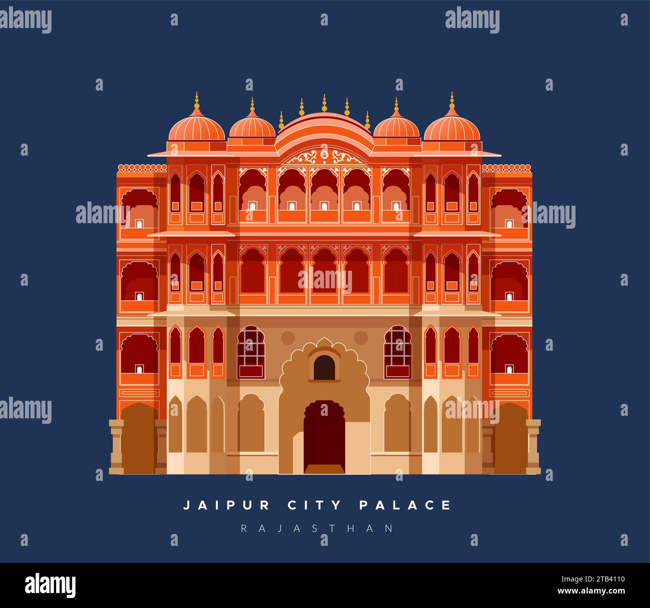 Palazzo della città di Jaipur, Rajasthan - Stock Illustration as EPS 10 file Illustrazione Vettoriale