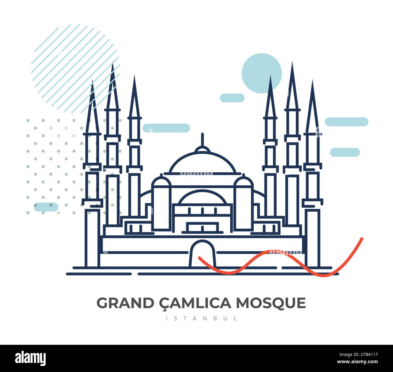 Grande Moschea di Çamlıca - Instanbul, Turchia - Stock Illustration AS EPS 10 file Illustrazione Vettoriale