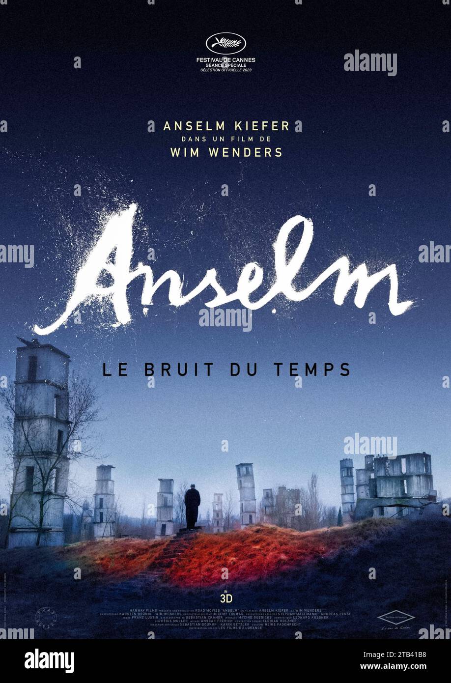 Anselm [Anselm - Das Rauschen der Zeit] (2023) diretto da Wim Wenders e interpretato da Anselm Kiefer, Daniel Kiefer e Anton Wenders. Anselm Kiefer è uno dei più grandi artisti contemporanei. Il suo passato e il suo presente diffondono la linea tra film e pittura, dando così un'esperienza cinematografica unica che si immerge profondamente nel lavoro di un artista e rivela il suo percorso di vita. Poster francese***SOLO PER USO EDITORIALE***. Credito: BFA / Les Films du Losange Foto Stock