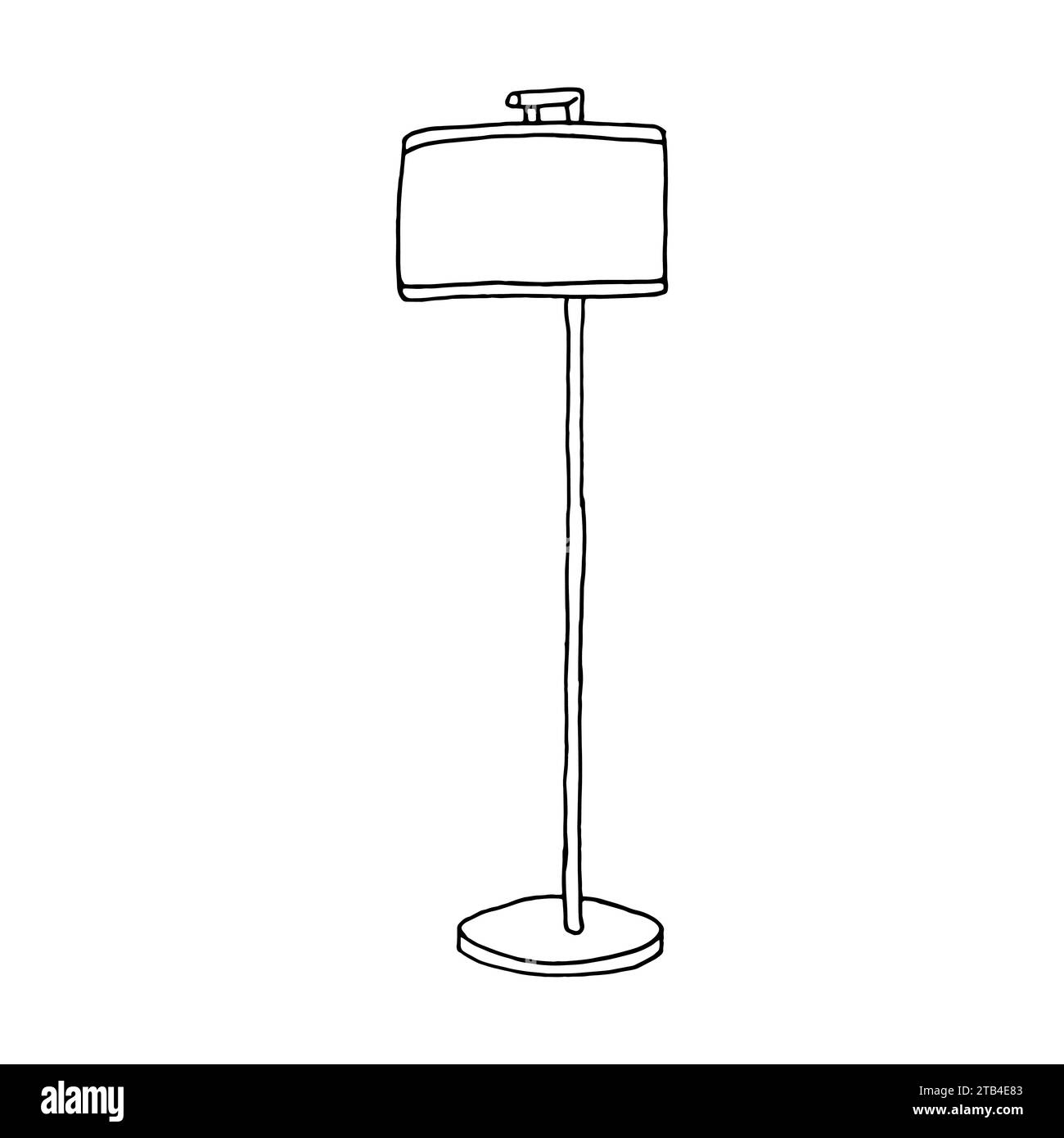 Illustrazione delle piantane e delle luci notturne del comodino. Silhouette disegnate a mano di lampade e paralumi moderni per la casa. Grafica vettoriale semplice nera. Accogliente Illustrazione Vettoriale