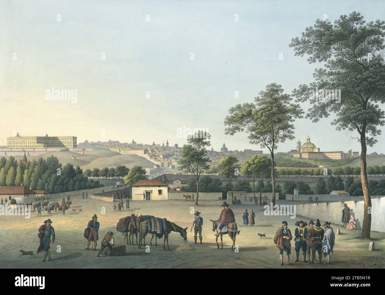 Vue de Madrid pry sur la roûte de Ségovie Christian Gottlob Hammer hacia 1820. Foto Stock