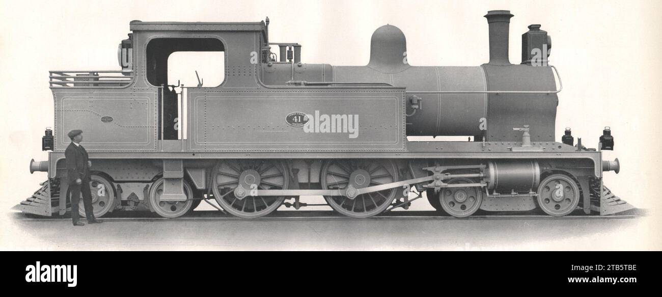 Locomotive a vapore Vulcan Foundry per Central Uruguay Railway 1913. Foto Stock