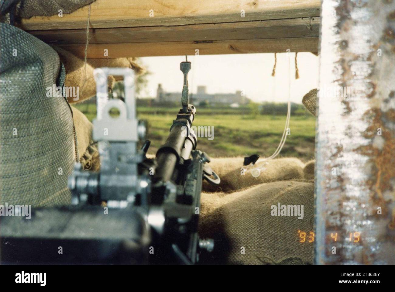 Waco Siege – Sierra-1 postazione da cecchino, vista del nido di mitragliatrici. Foto Stock