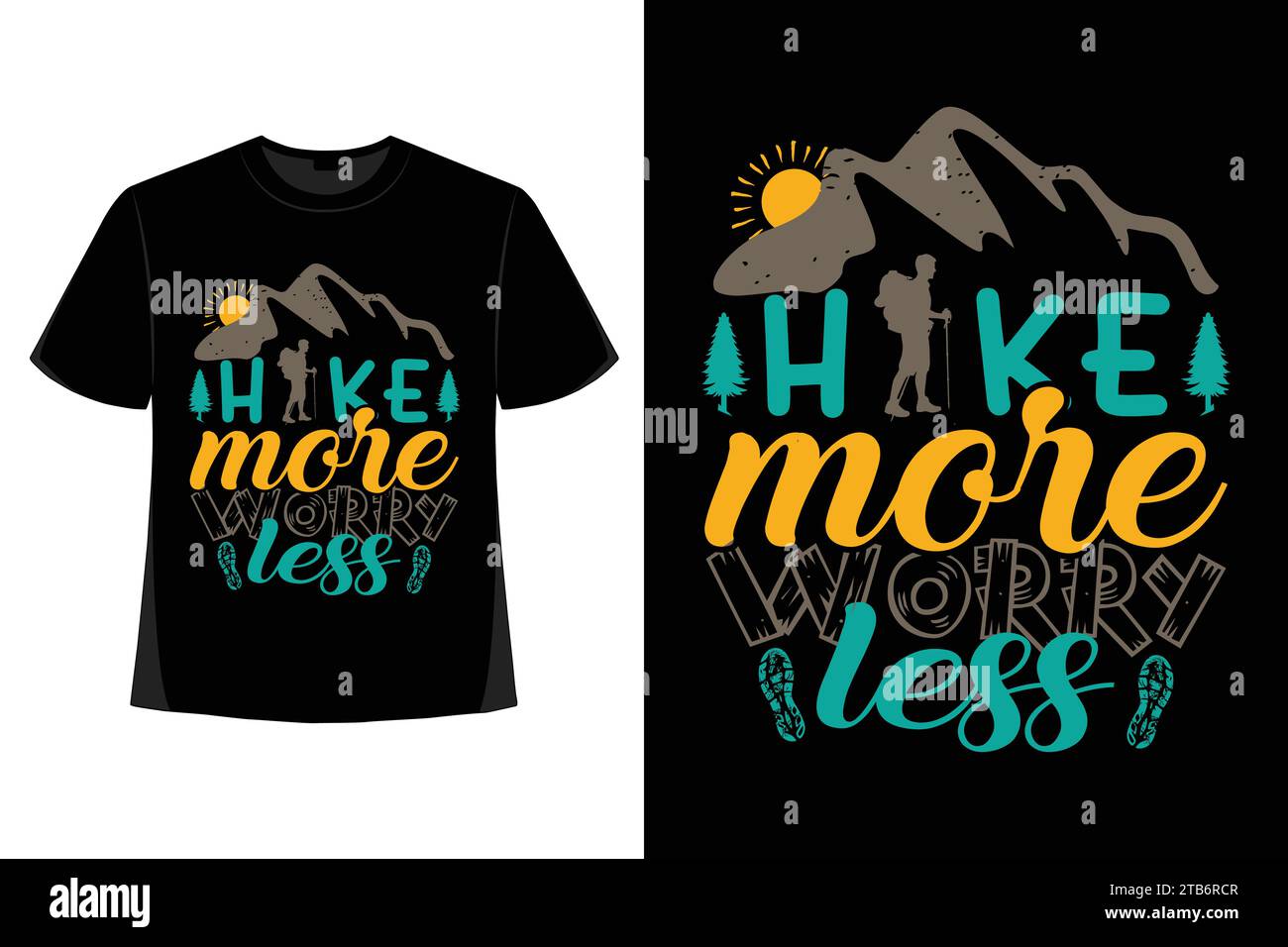 T-shirt da trekking, scritta Vintage Mountain, t-shirt Adventure, elemento grafico vettoriale, tipografia escursionistica Illustrazione Vettoriale