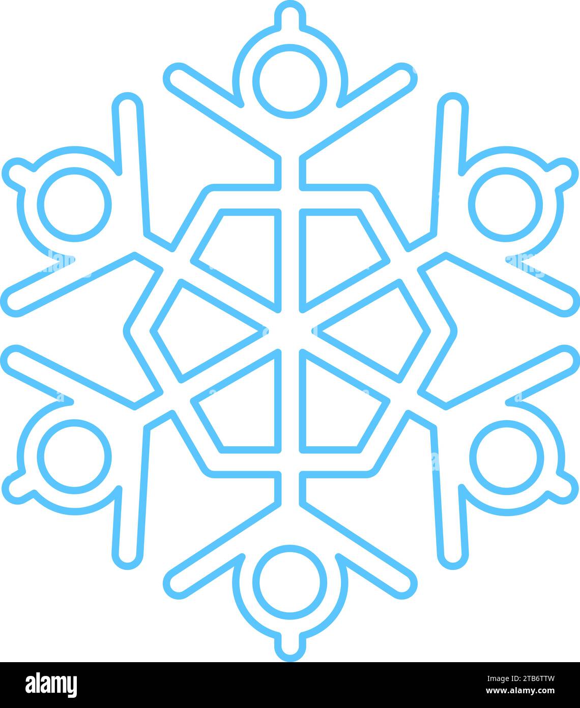 Silhouette blu con fiocco di neve, elemento decorativo del festival invernale. Neve invernale, puro simbolo del miracolo natalizio. Isol icona vettore di liner semplice Illustrazione Vettoriale