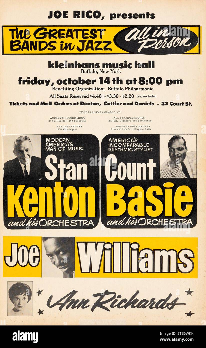 Conte Basie, Stan Kenton, Joe Williams 1960 Buffalo, NY Concert poster Foto Stock