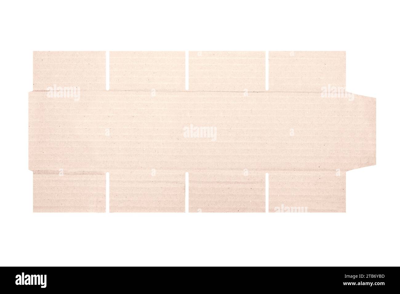 Modello di mockup scatola di cartone con motivo fustellato isolato su sfondo bianco. Lunghezza 8 cm x larghezza 8 cm x altezza 8 cm Foto Stock