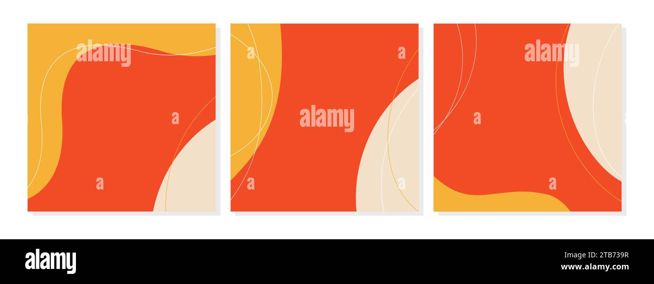 Banner Web quadrato rosso-arancione per la pubblicità luminosa per applicazioni mobili sui social network, spazio vuoto per l'iscrizione. Illustrazione vettoriale Illustrazione Vettoriale