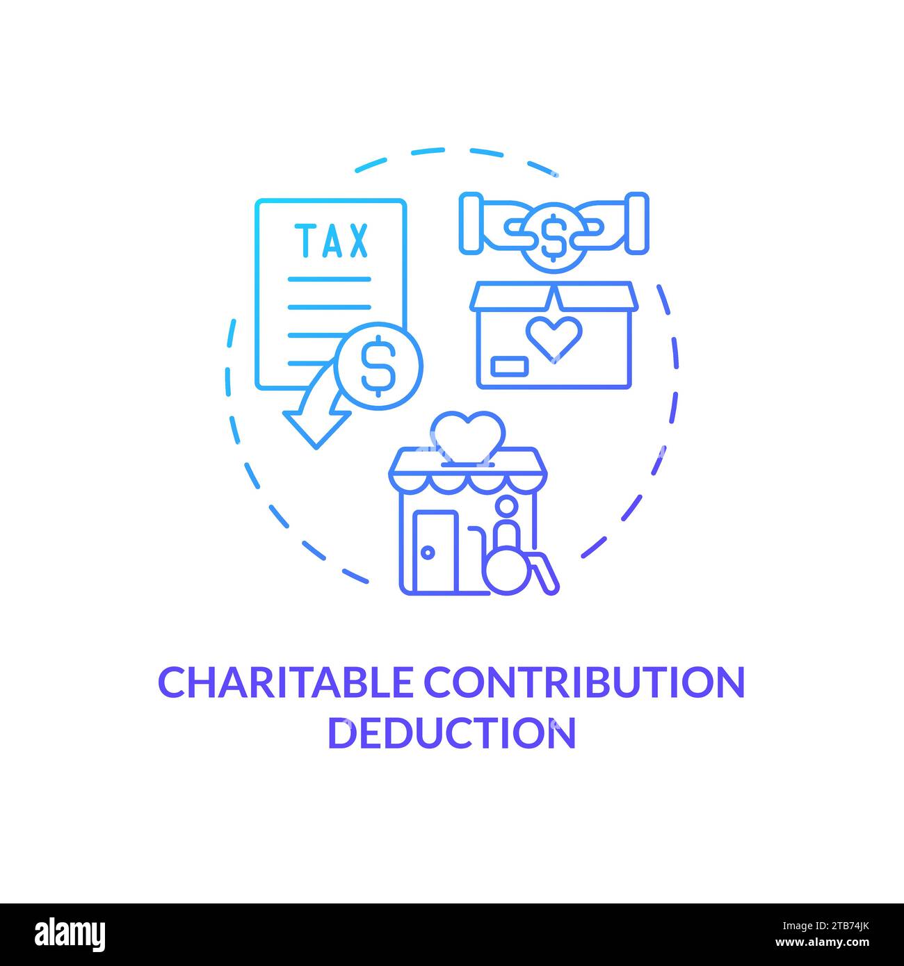 Icona del concetto di gradiente blu per la deduzione dei contributi di beneficenza Illustrazione Vettoriale