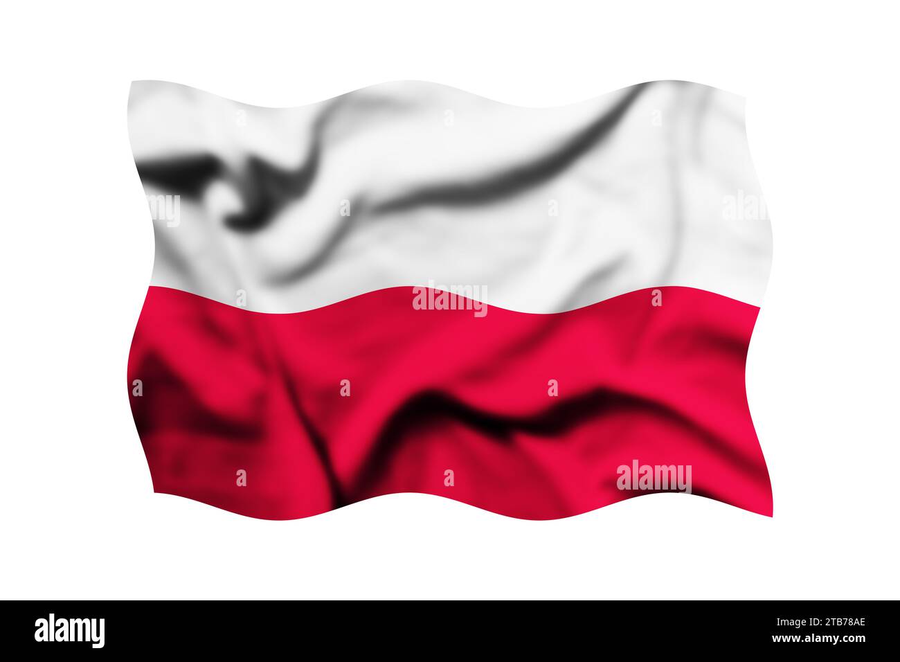 Sventolando la bandiera della Polonia isolata su uno sfondo trasparente, rendering 3D. Tracciato di ritaglio incluso Foto Stock