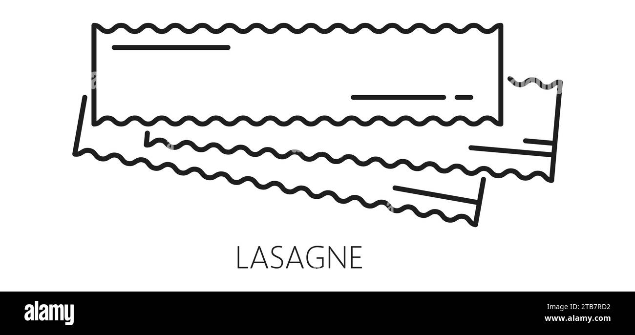 Icona contorno isolato per pasta di lasagne crude crude crude crude. Pila vettoriale di lasagne secche non cotte, piatti di farina della cucina italiana Illustrazione Vettoriale