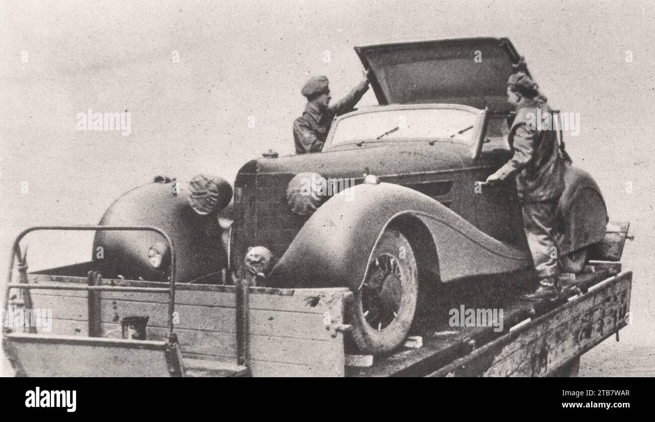 Goering's Car catturata dalle truppe britanniche - immagine di un'auto d'epoca Foto Stock