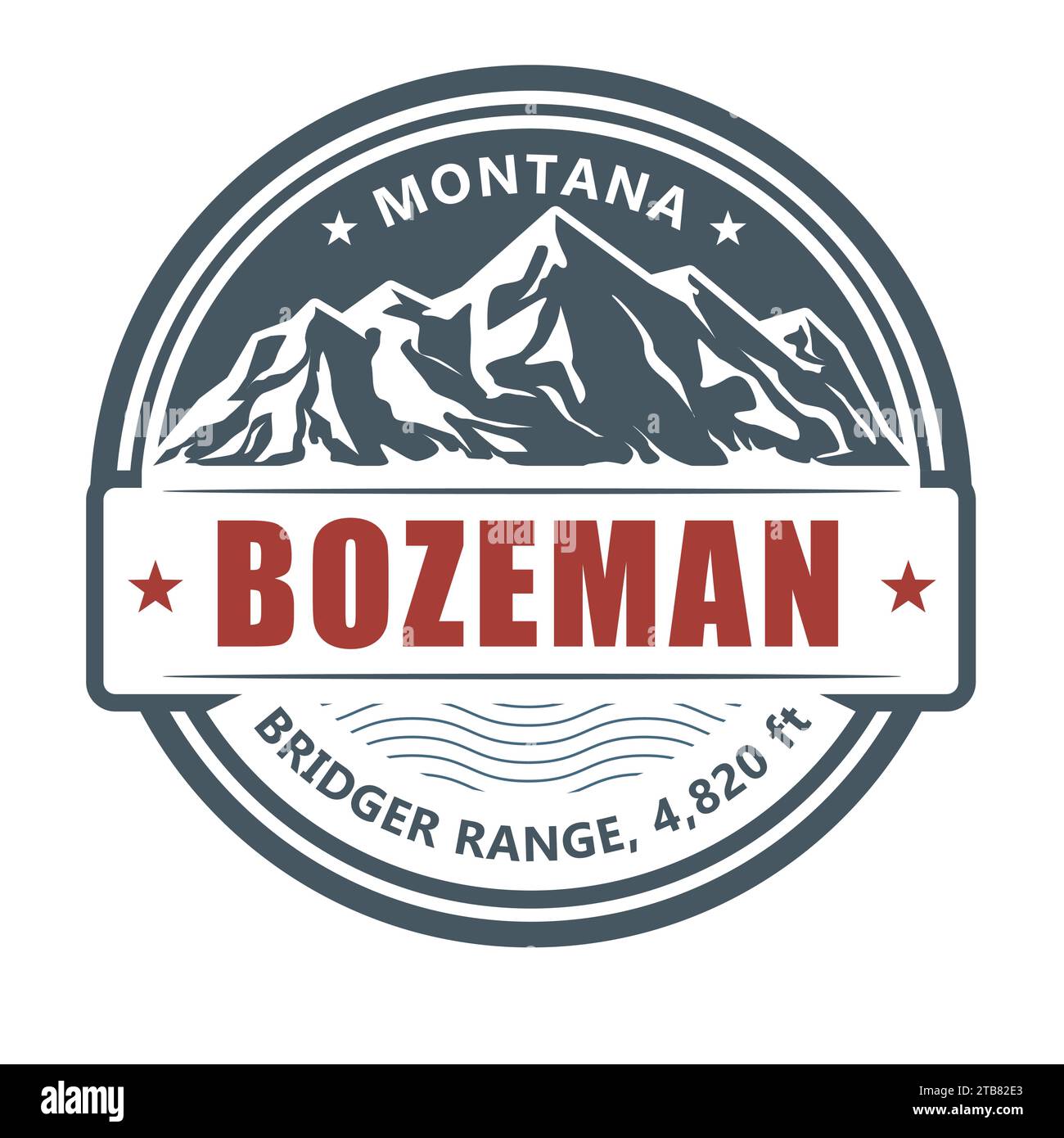 Bozeman, stazione sciistica, Utah bridger catena emblema con montagne innevate, vettoriale Illustrazione Vettoriale