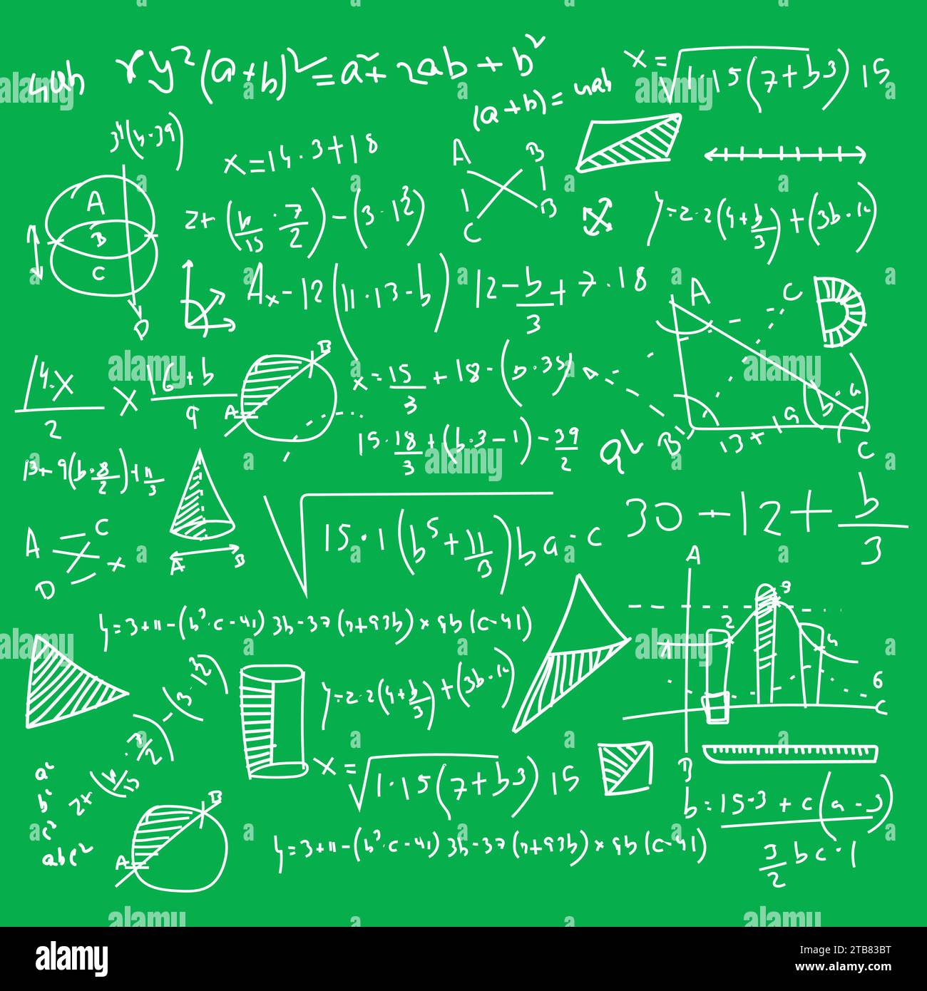 Formule geometriche matematiche sfondo astratto Illustrazione Vettoriale