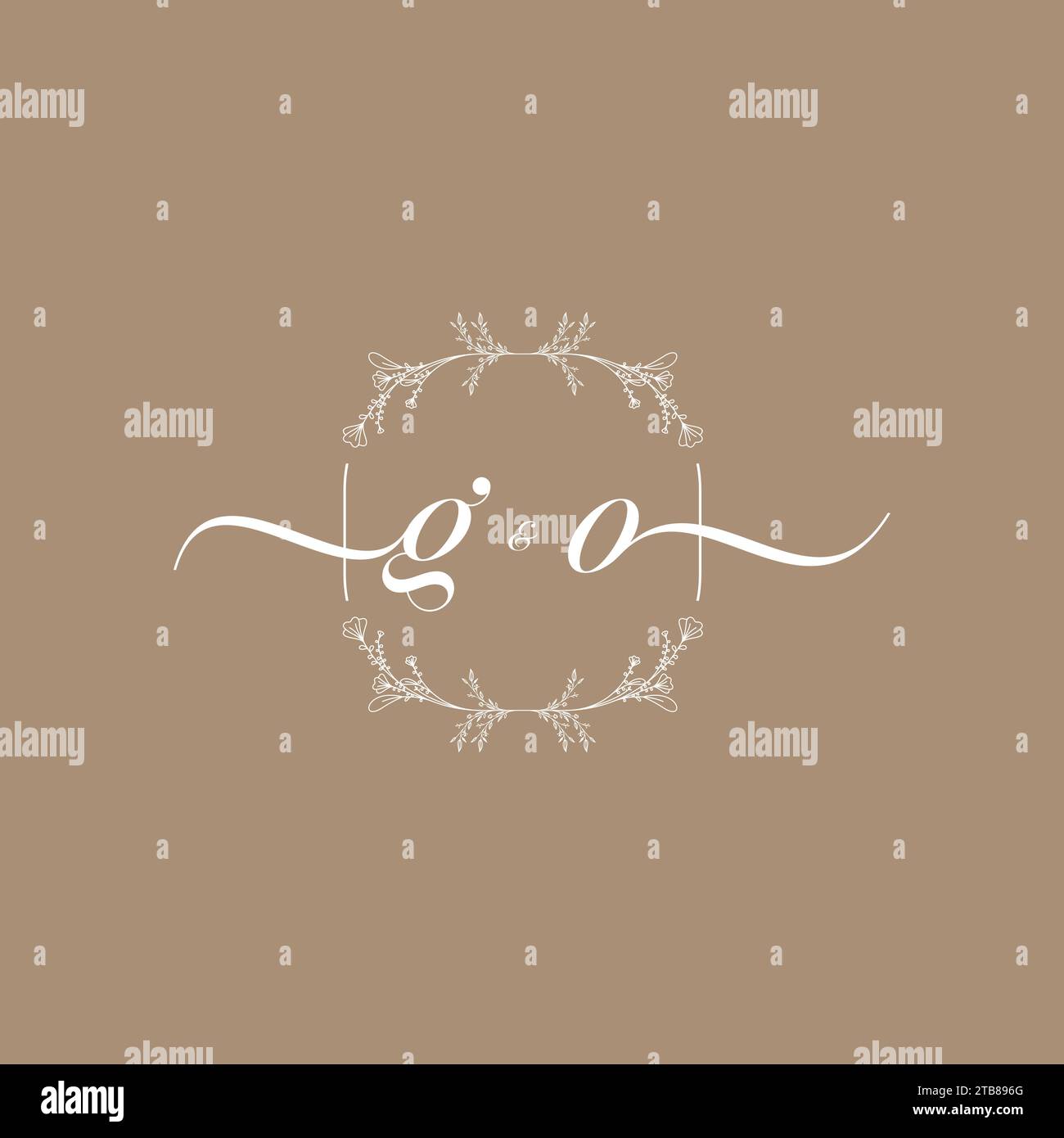 Logo GO con firma iniziale, design per matrimoni e moda Illustrazione Vettoriale