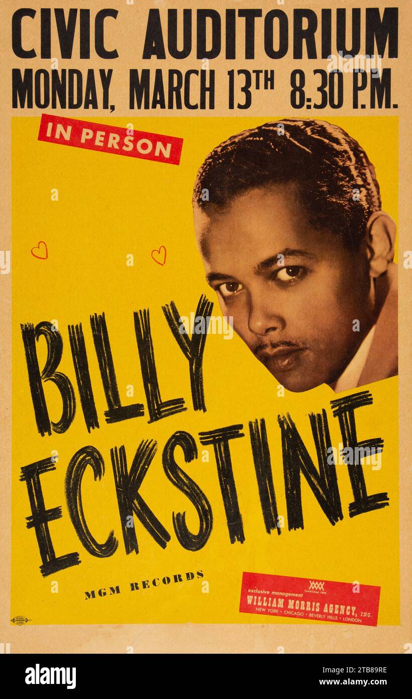 Billy Eckstine 1950 Civic Auditorium stile boxe - poster da concerto jazz d'epoca Foto Stock