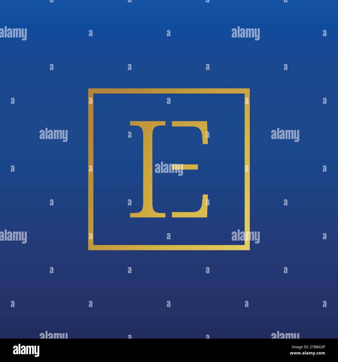 Lettera iniziale, ad esempio immagine vettoriale del design del modello di logo. Logo IE Square Letter con forma quadrata e sfondo scuro. Illustrazione Vettoriale