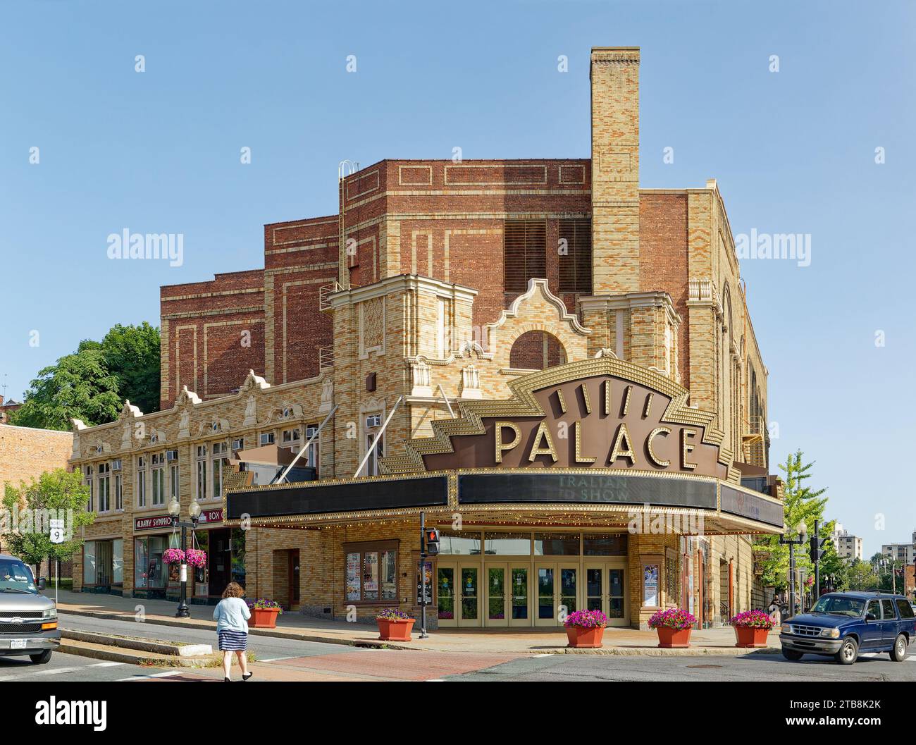 Albany Landmark Palace Theatre, costruito come cinema RKO nel 1931, ha due strutture: Un padiglione a due piani e una hall e un alto auditorium. Foto Stock
