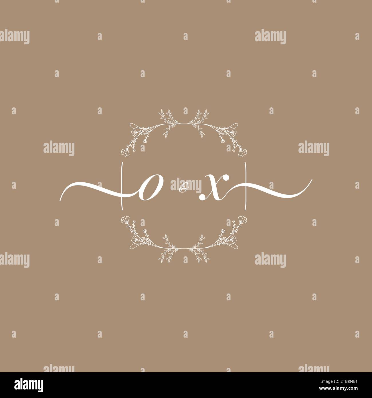 Logo di scrittura a mano OX della firma iniziale, del design di nozze e della moda Illustrazione Vettoriale