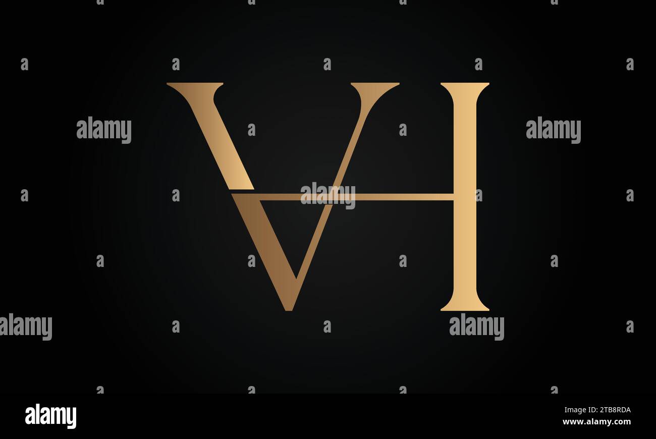 Design del logo con lettera di testo monogramma VH o HV di lusso iniziale Illustrazione Vettoriale
