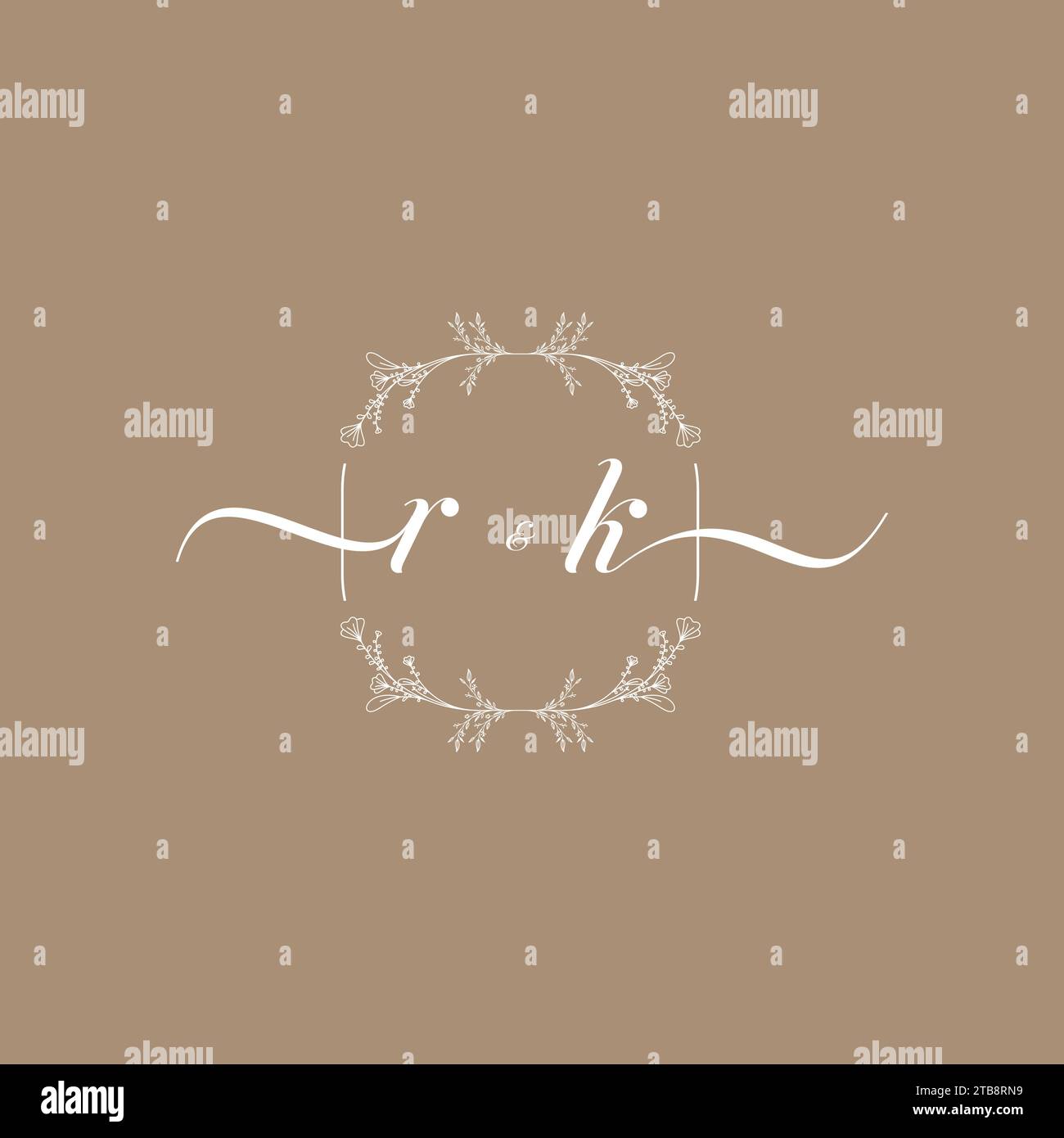 Logo RK con firma iniziale, design di nozze e moda Illustrazione Vettoriale