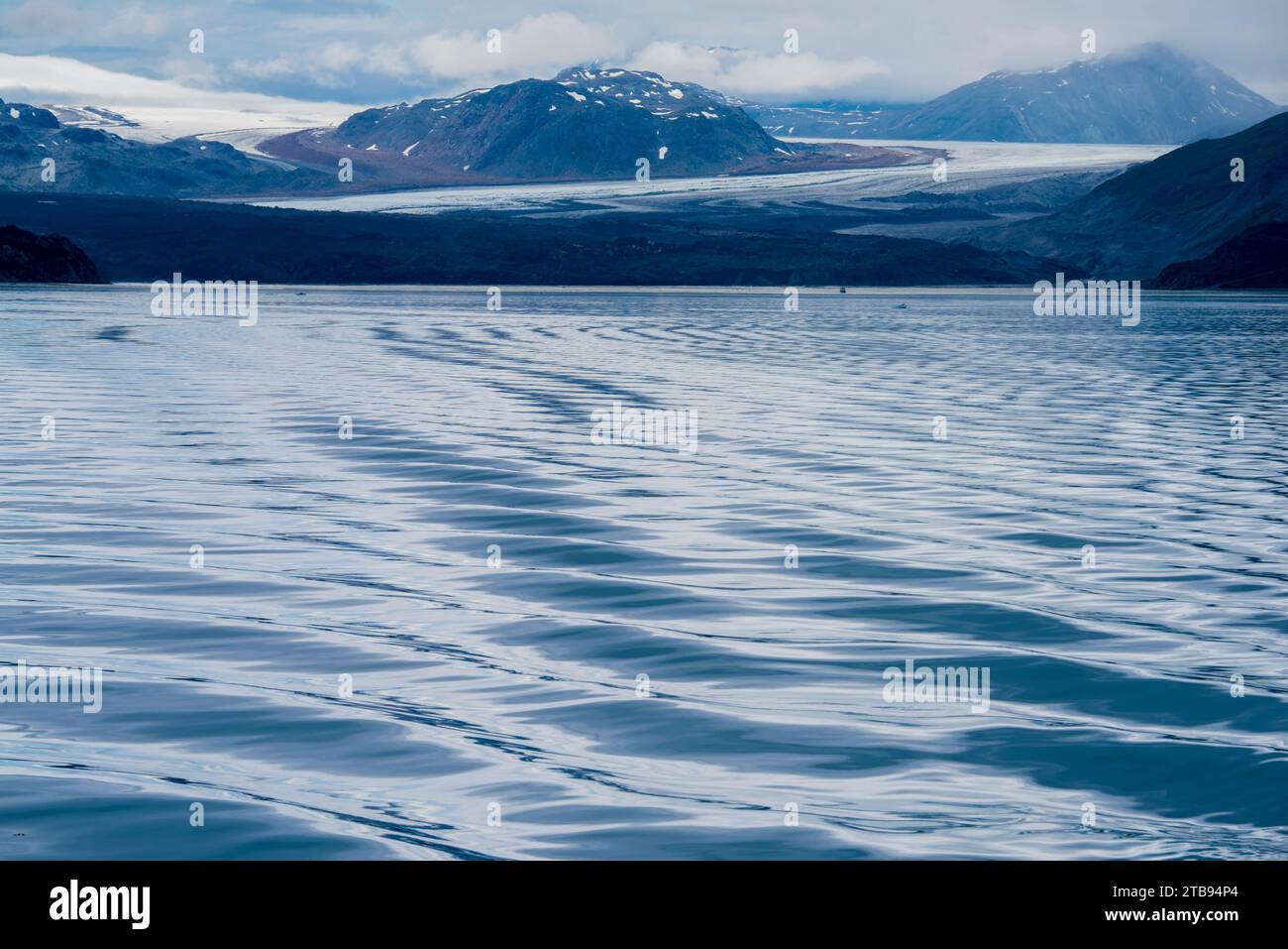 Vista del Grand Pacific Glacier da Tarr Inlet, Glacier Bay National Park and Preserve nel passaggio interno dell'Alaska, USA Foto Stock
