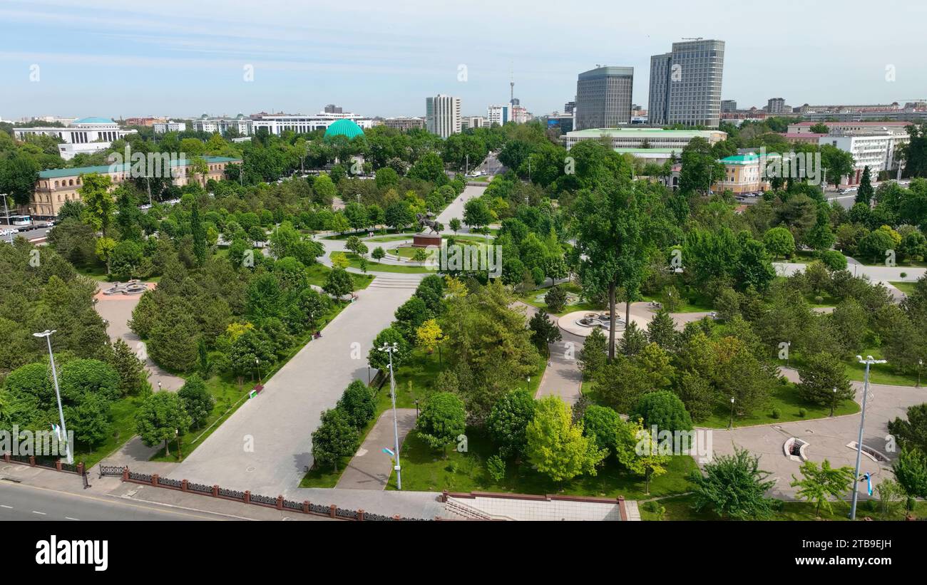 Vista aerea di Piazza Amir Timur a Tashkent, Uzbekistan Foto Stock