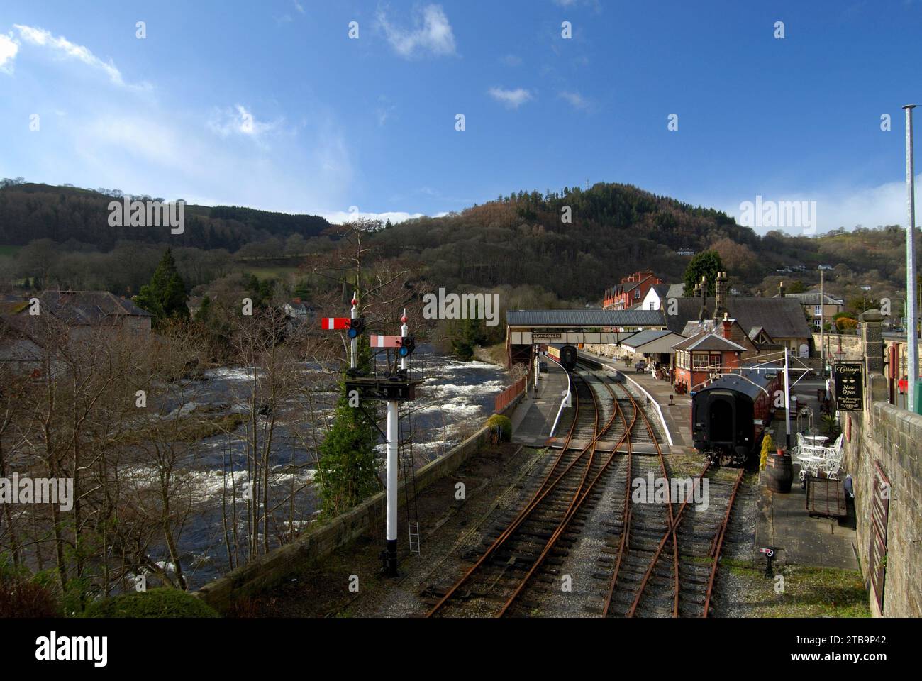 La stazione di Llangollen Steam Railway a Llangollen, Denbighshire WALES UK Foto Stock