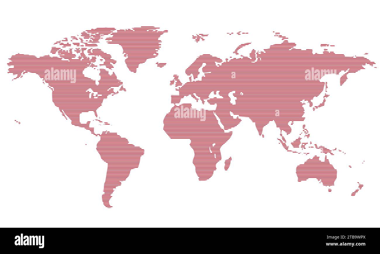 Mappa del mondo con strisce illustrative vettoriali Illustrazione Vettoriale