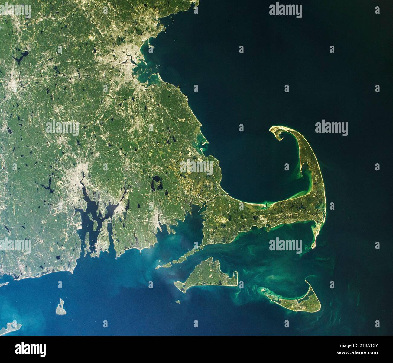 Vista dallo spazio di Plymouth, Massachusetts. Foto Stock