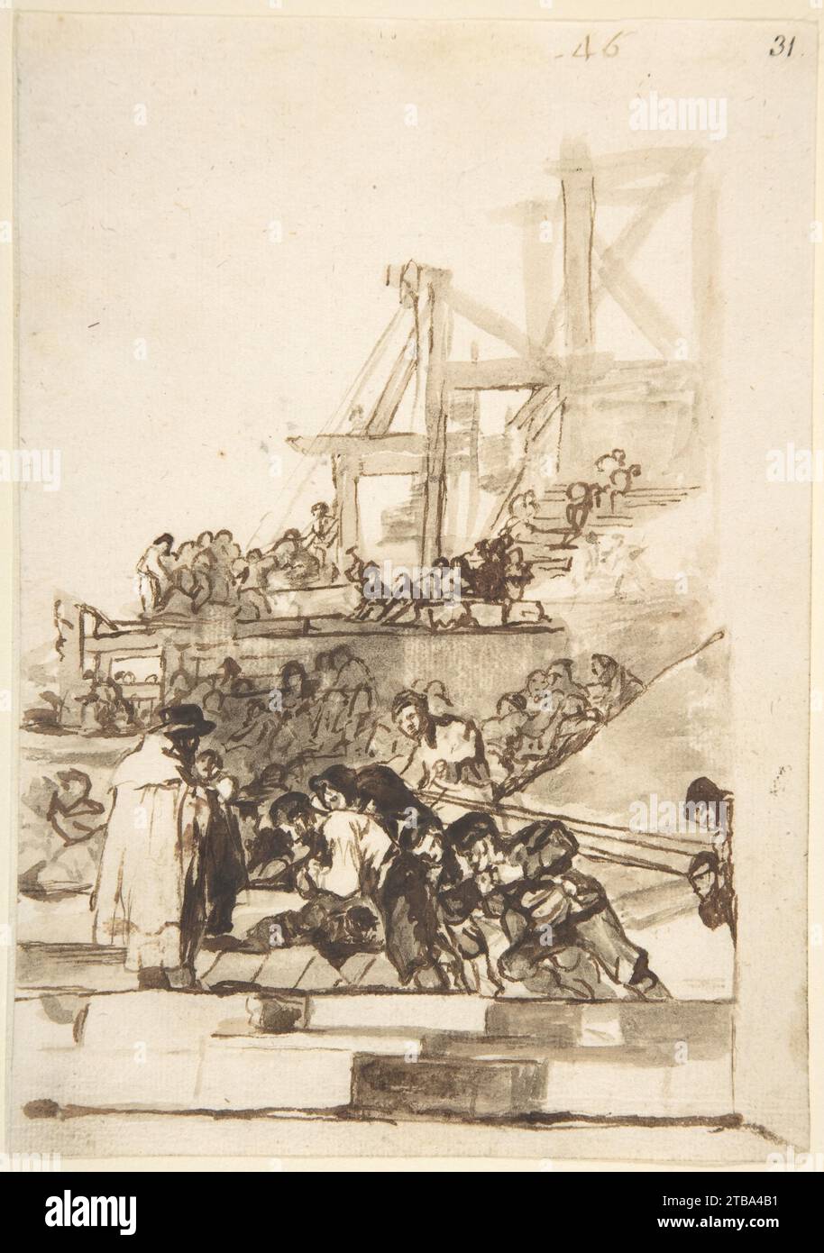 Construction; page 46, from 'Images of Spain' album (F) 1935 by Goya (Francisco de Goya y Lucientes) Foto Stock