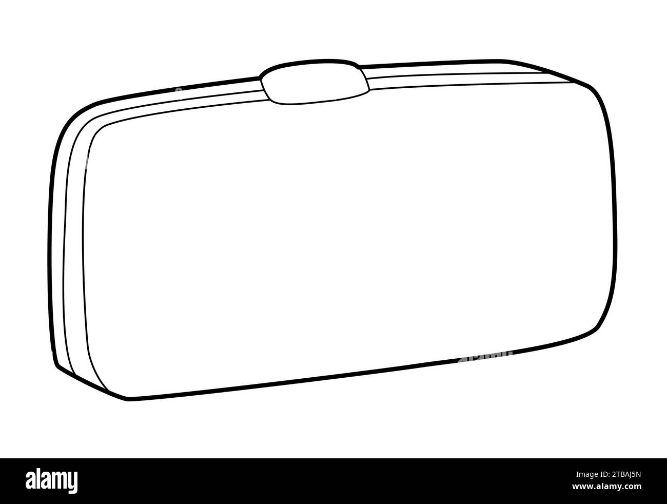 Pochette silhouette Minaudiere. Illustrazione tecnica degli accessori moda. Borsa a mano vettoriale frontale vista a 3-4° per uomo, donna, unisex, borsetta piatta con disegno CAD isolato Illustrazione Vettoriale