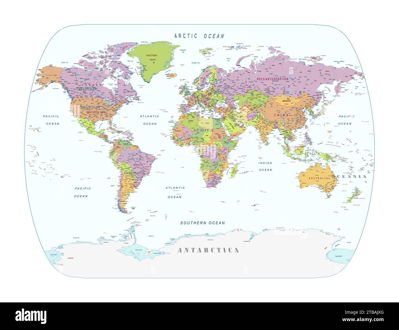 Mappa del mondo politico contiene informazioni concesse in licenza sotto la licenza Open Government Canada Illustrazione Vettoriale