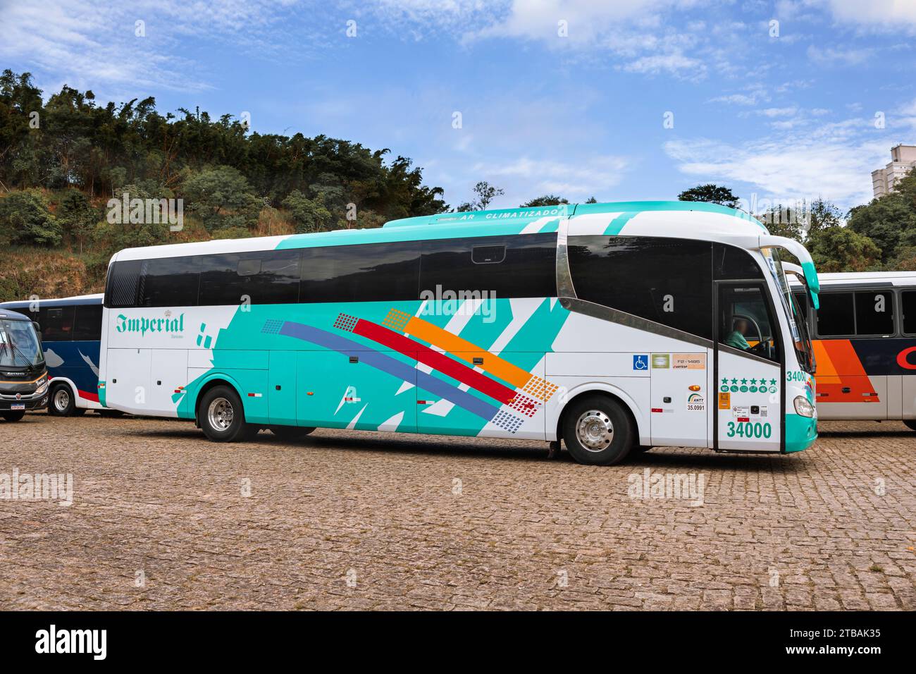 Veicolo autobus Irizar i6 370 Scania K360IB 2015 in mostra alla diciannovesima edizione del Bus Brasil Fest 2023, tenutosi nella città di Campinas, Brasile. Foto Stock