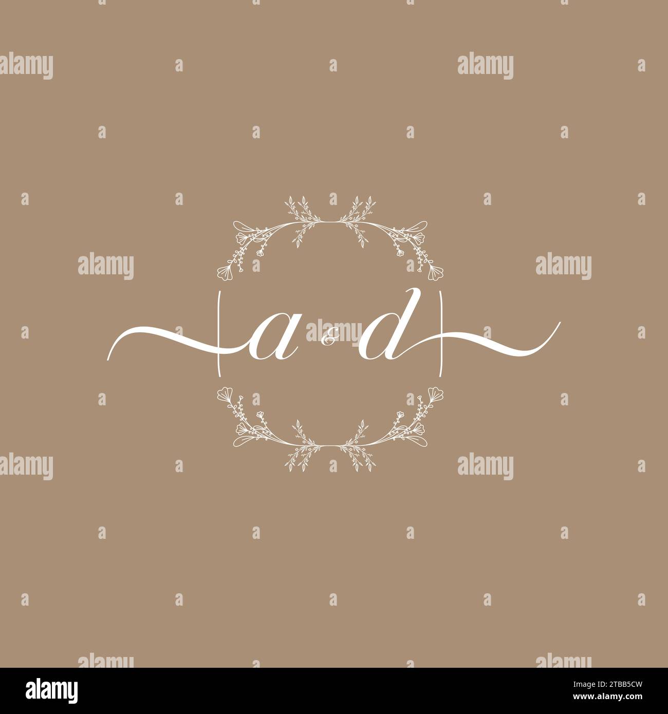 Logo di scrittura A mano con firma iniziale, design di nozze e moda Illustrazione Vettoriale