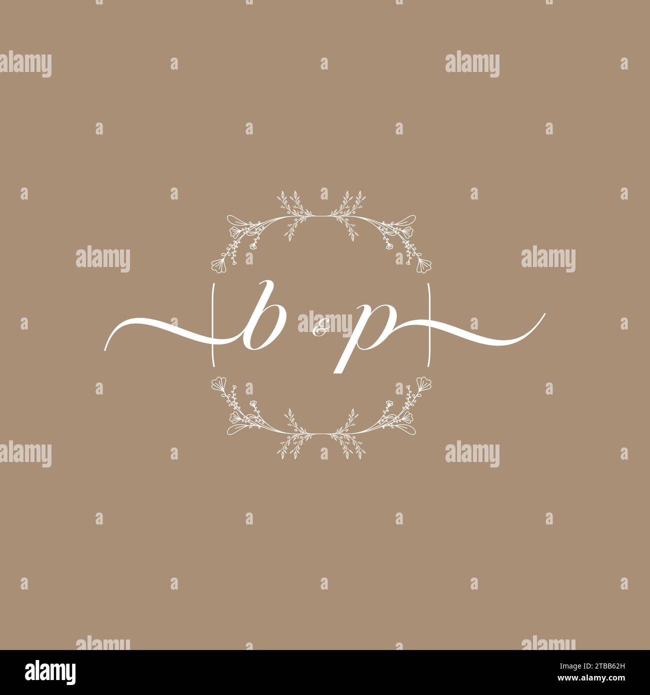 Logo BP con firma iniziale, design di nozze e moda Illustrazione Vettoriale