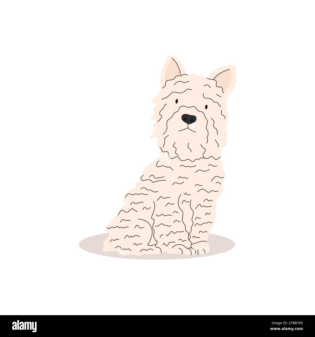 Divertente e serio cane da giro. Raccolta cani. Illustrazione vettoriale di cani di razze carine in stile piatto alla moda Illustrazione Vettoriale