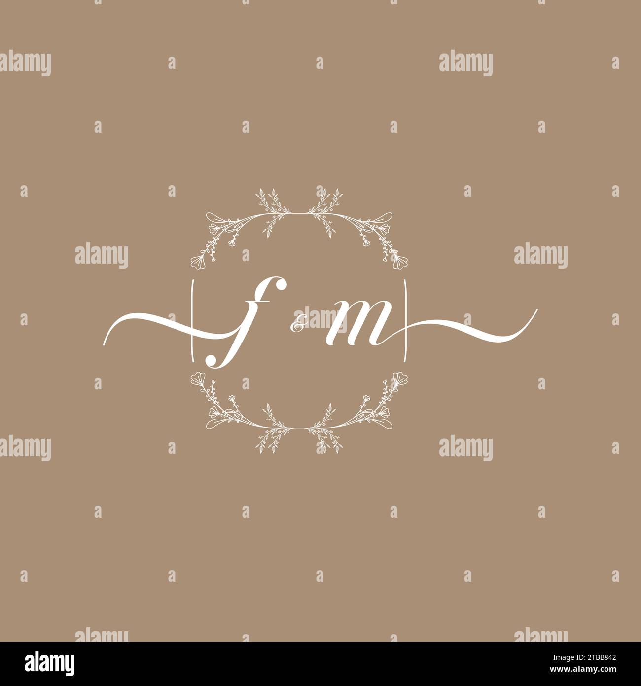 Logo di scrittura FM con firma iniziale, design di nozze e moda Illustrazione Vettoriale