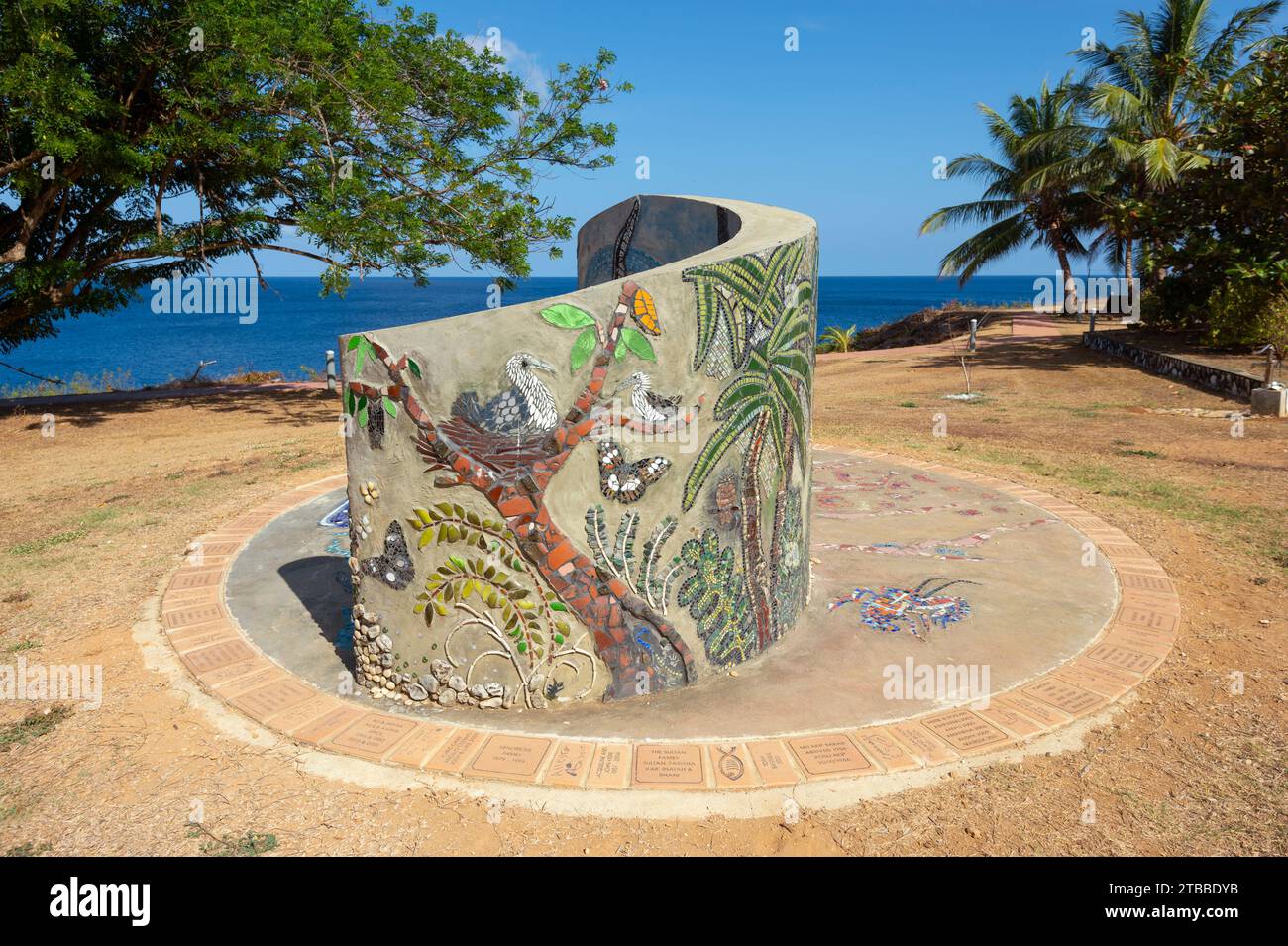 Mosaici che raffigurano la fauna e la flora esposte sulla costa, sull'insediamento, sull'isola di Natale, in Australia Foto Stock