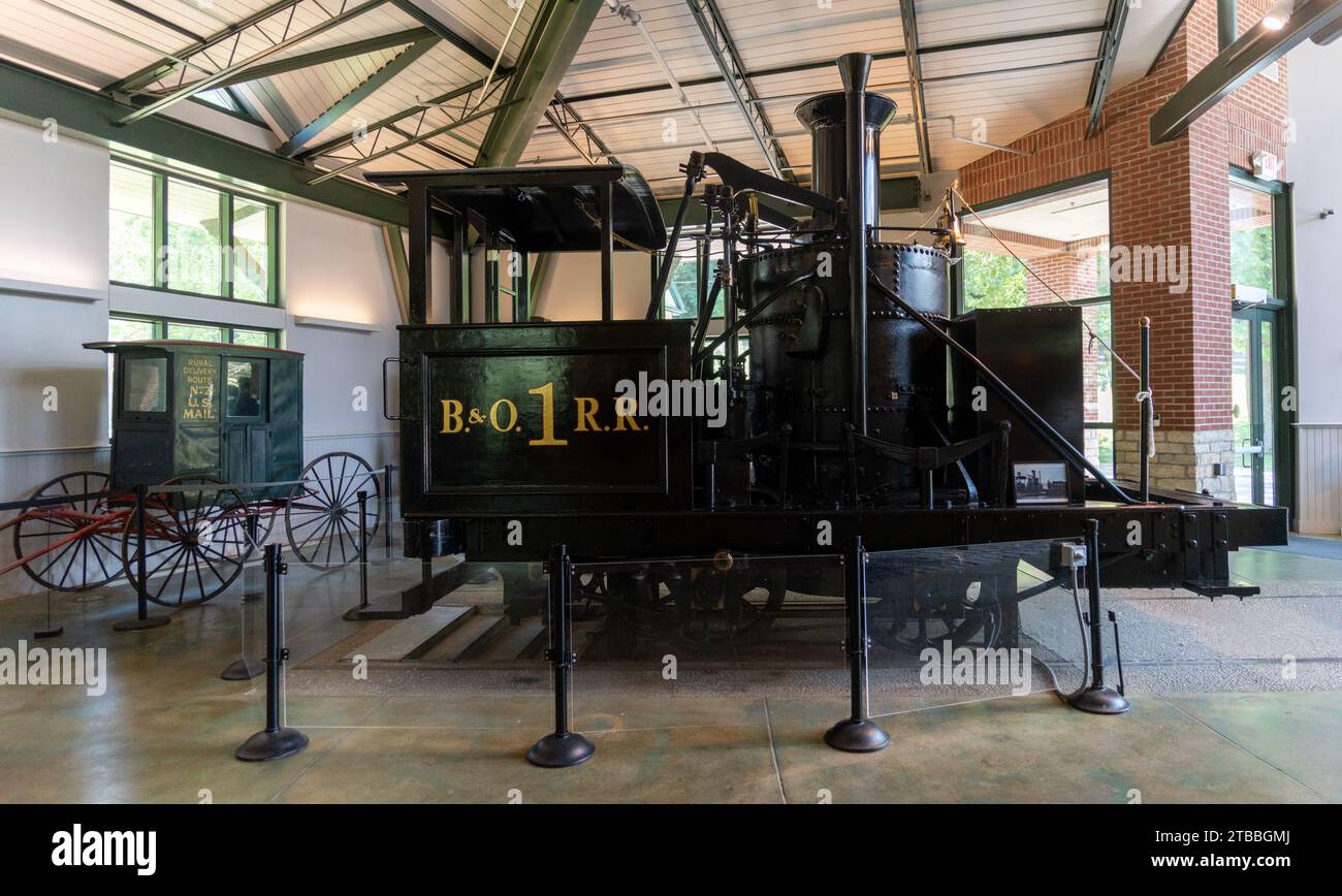 Treni storici al Carillon Historical Park, museo di Dayton, Ohio, USA Foto Stock