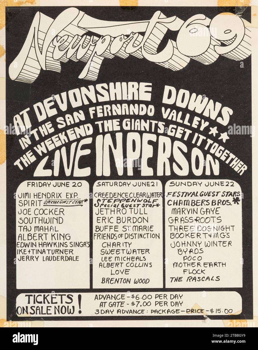 "Newport '69' Los Angeles Concert Handbill Included the Jimi Hendrix Experience (1969) Foto Stock