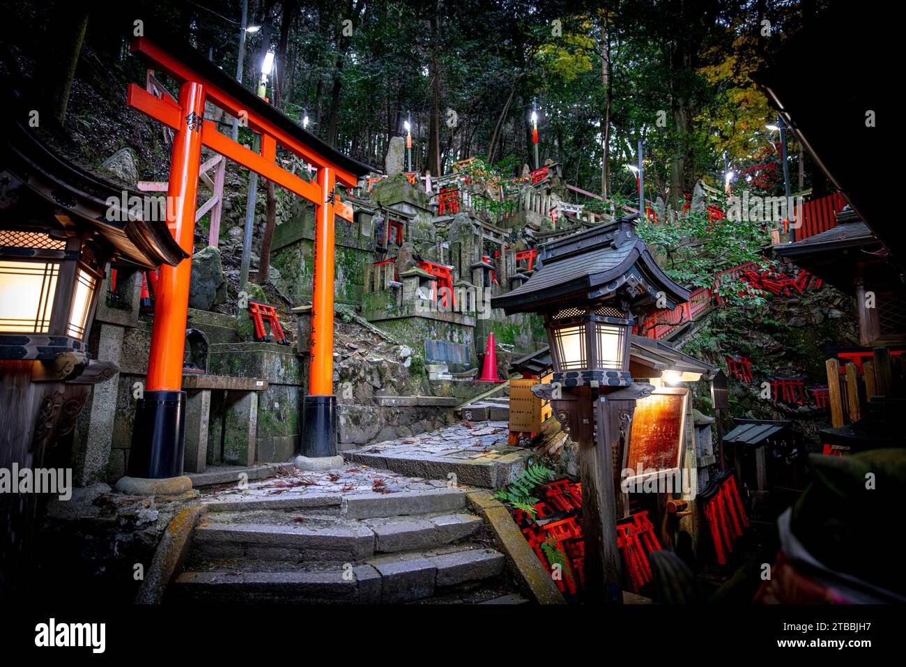 Dettaglio nel tempio fushimi inari a Kyoto Foto Stock