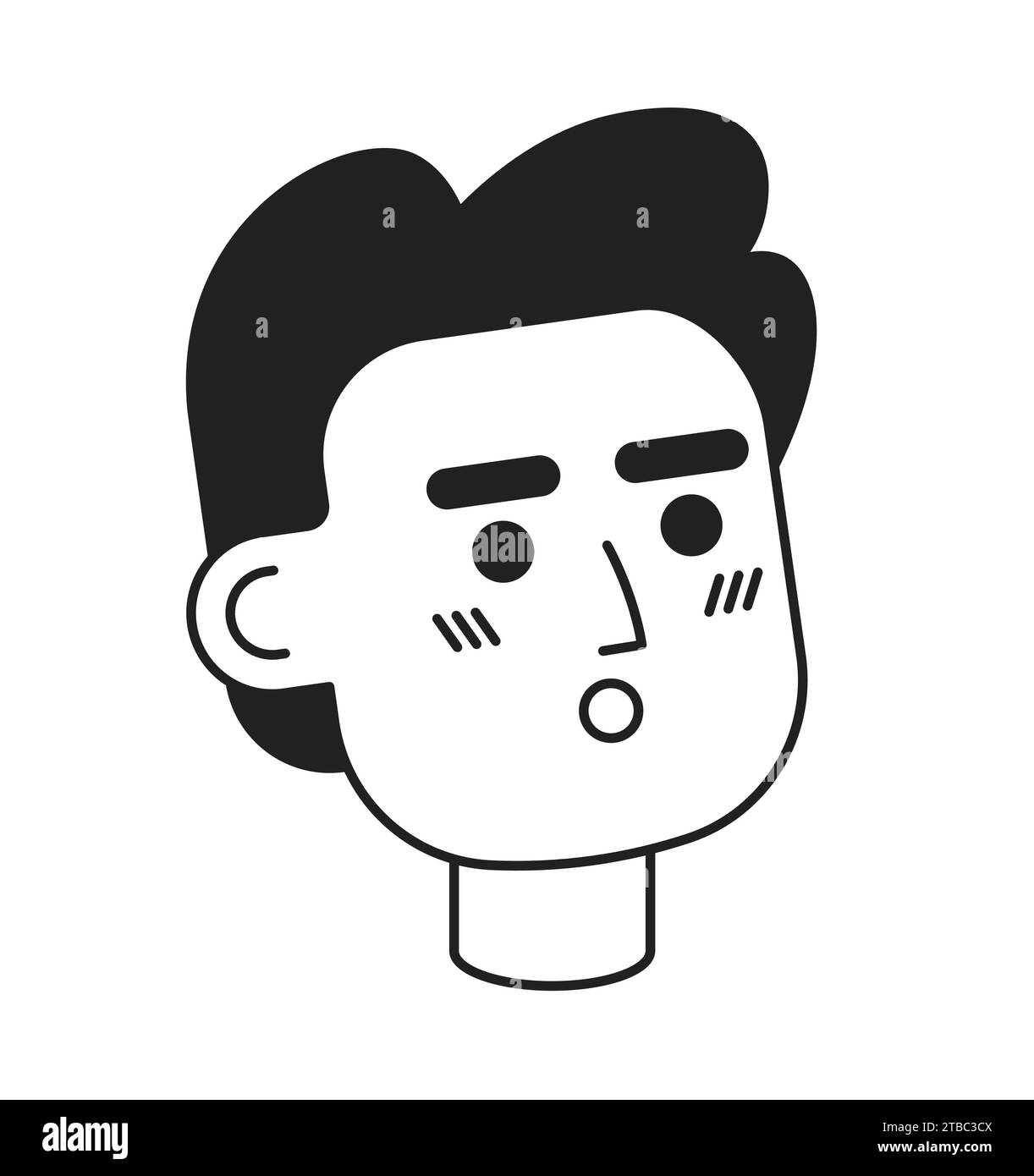 L'uomo dell'America Latina stupisce l'avatar vettoriale 2D in bianco e nero Illustrazione Vettoriale