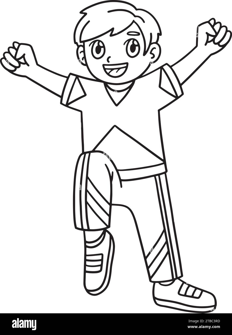 Cheerleader Boy Lifting Leg alzano le mani isolate Illustrazione Vettoriale