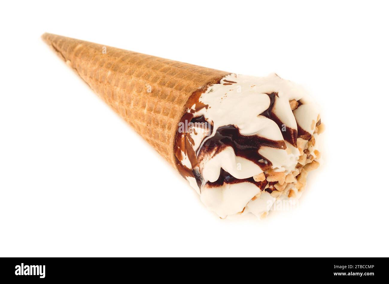 cono gelato su bianco Foto Stock