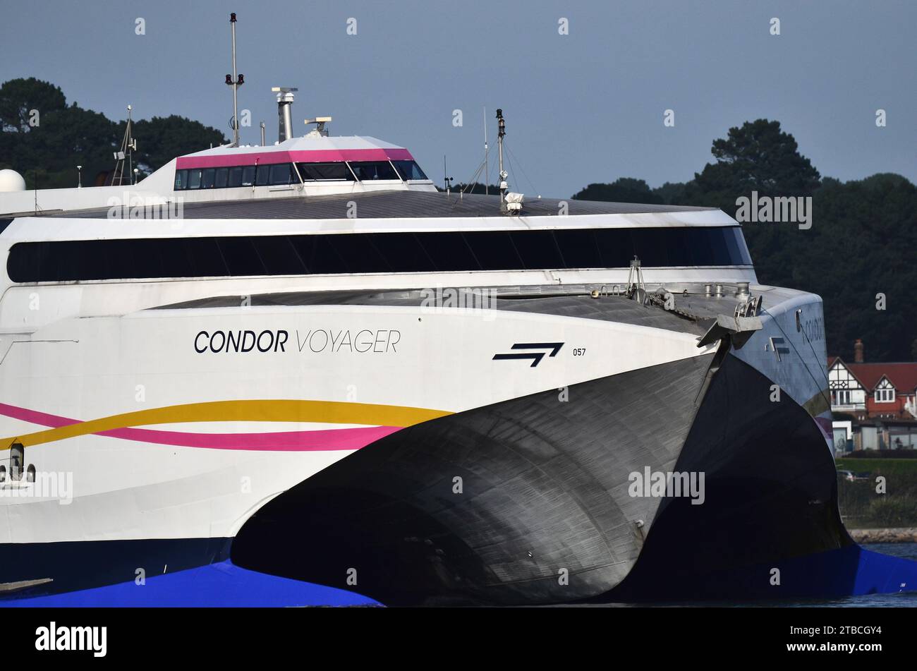 Traghetto Condor con partenza da Poole Harbour, Dorset Foto Stock