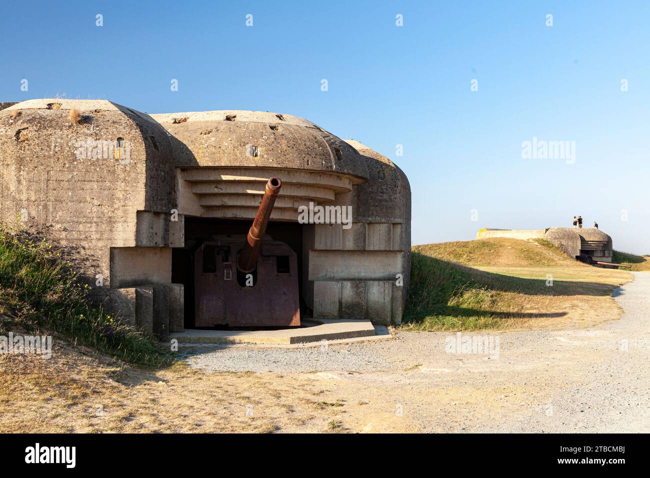 Batterie de Longues-sur-Mer - batteria antiaereo, Longues-sur-Mer, Calvados, basse-Normandie, Francia Foto Stock