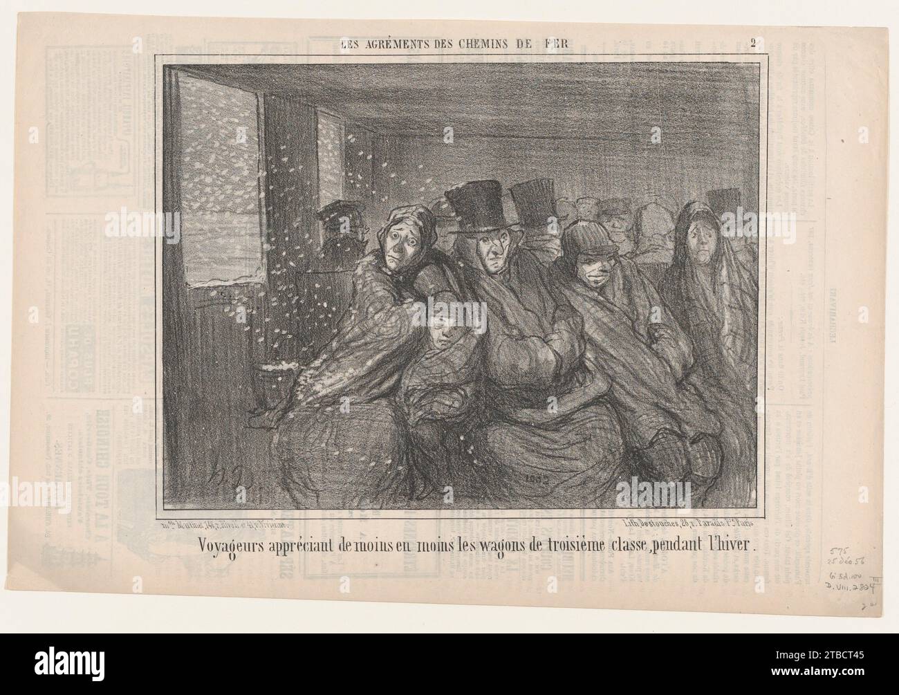 Voyageurs Appreciant de moins en moins les..., da Les Agrements des Chemins de Fer, pubblicato su le Charivari, 25 dicembre 1856 1962 da Aaron Martinet Foto Stock