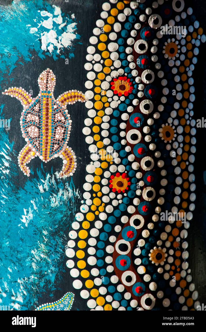 Pittura aborigena, aborigena, arte, indigena, colorata, Australia Foto Stock